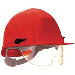 Casque avec lunettes intégrées &gt; Coiffe en polyéthylène &gt; Réglable (de 2 en 2 mm) &gt; Bande anti-transpiration 37 cm &gt; densité moyenne : 950 kg/m3 &gt; Poids : 370g