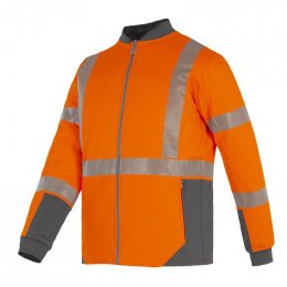 Sweat zipp&eacute;, molleton gratt&eacute; une face Nittex Warm et bandes r&eacute;tror&eacute;fl&eacute;chissantes microbilles RETHIOTEX thermocoll&eacute;es
