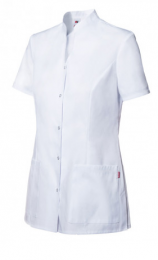 Veste avec boutons-pression, manches courtes, col Mao, partiellement cintr&eacute;e
